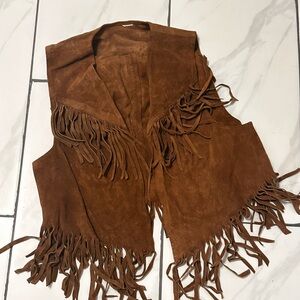 Brown leather western Vest